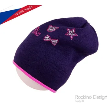 Čepice DÍVČÍ ZIMNÍ ČEPICE tm.modrá Rockino 1465