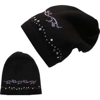 Čepice Dívčí zimní čepice černá 1166 Rockino