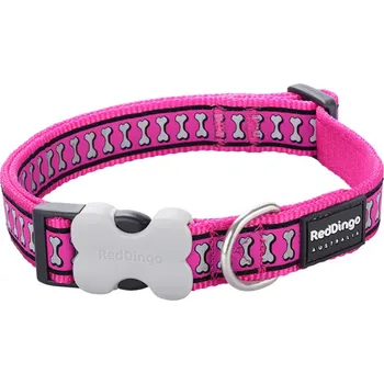 Obojek pro psa Obojek reflexní Red Dingo BONES Tmavě Růžová Velikost: 24-36cm/15mm