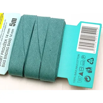 Nit Snový svět Šikmý bavlněný proužek 14mm - balení 5 m - petrol