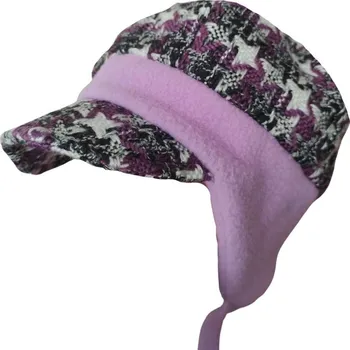 Čepice Dívčí zimní čepice černá/fialová 1664 Rockino