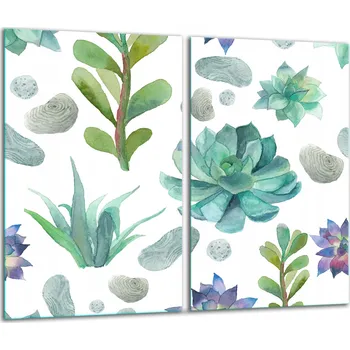 Obraz 2x SKLENĚNÁ OCHRANNÁ DESKA NA SPORÁK 30X52 KAKTUS Tvrzené Sklo KUCHYNĚ