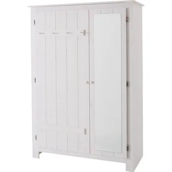 Šatní skříň Bílá šatní skříň z borovicového dřeva se zrcadlem 120x170 cm Bertram – Støraa ID_1670740