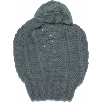 Čepice obvod 50-56 cm (UNI)-Dívčí zimní pletená čepice - šedá