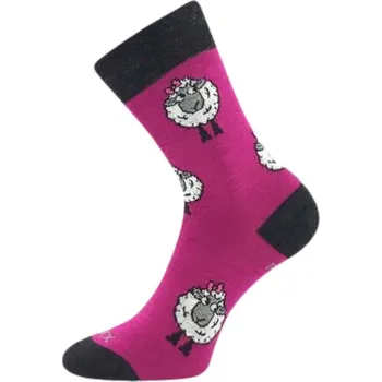 Dámské ponožky Dámské vlněné merino ponožky ovečka fuchsia Vlněnka Fuski Boma Voxx (Dámské antibakteriální ponožky)