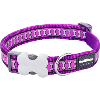 Obojek pro psa Obojek reflexní Red Dingo BONES Fialová Velikost: 24-36cm/15mm