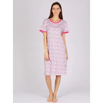 Dámské pyžamo DÁMSKÁ NOČNÍ KOŠILE bílá/růžová P Alaska Evona (Noční košile s krátkým rukávem)