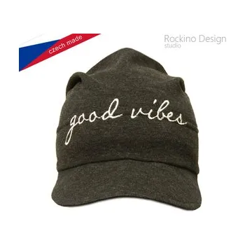 Čepice Dětská podzimní/jarní čepice Rockino s kšiltem - tm.šedá barva