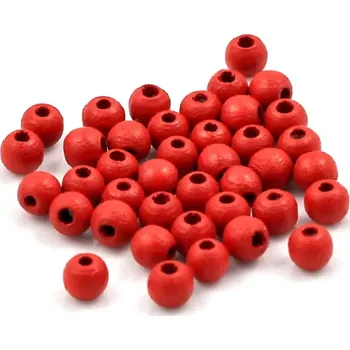 Korálek Dřevěná kulička červená 5mm – 40 ks