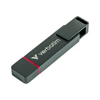 USB flash disk Verbatim 32043 Dual QuickStick, USB flask disk, USB C + USB A 3.2 Gen 1, 1000GB, s poutkem, šedý