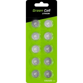 Green Cell Blister 10x Lithium Battery CR2025 3V 160mAh Button