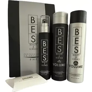 Kosmetická sada Bes dárková sada Volume – šampon, balzám a Extreme Shine lesk | Objem, výživa a zářivý lesk vlasů + dárek Swarovski – Lvhair.cz