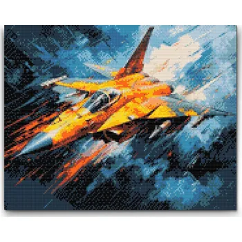 Diamantové malování Diamantové malování - Žlutý bojový letoun Velikost: 30x40cm, Rámování: Pouze srolované plátno, Diamanty: Čtvercové