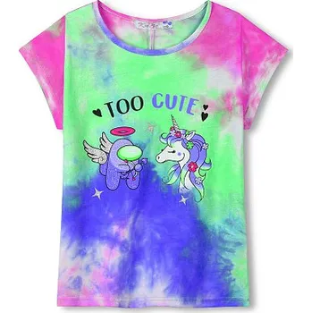 Dívčí tričko KUGO TM7217 Dívčí tričko batikované zelená/žlutá