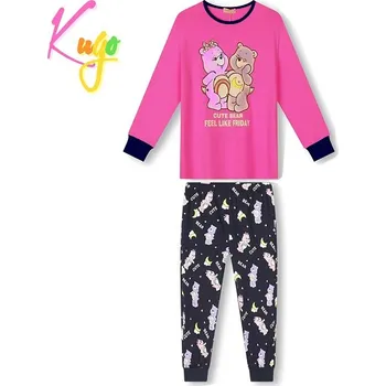 Dívčí pyžamo DÍVČÍ PYŽAMO růžová/tm.modrá Kugo MP1760 (Dívčí bavlněné pyžamo)