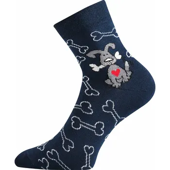 Dámské ponožky Dámské froté ponožky Pruhana Fuski - klasická výška - pejsek tm.modrá