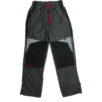 Chlapecké kalhoty velikostní řada:116-146-Dětské outdoorové kalhoty Grace - barva černo-šedá (červené doplňky)