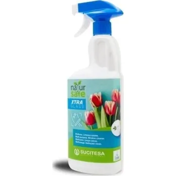 Čisticí prostředek na okna SUCITESA Natursafe Xtra Glass 750 ml - Čistič na okna s vůní vanilky, ECO LABEL