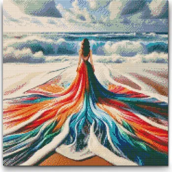 Diamantové malování Diamantové malování - Výhled na oceán Velikost: 50x50cm, Rámování: Pouze srolované plátno, Diamanty: Kulaté