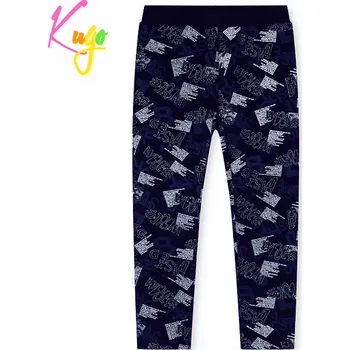 Dívčí kalhoty DÍVČÍ ZATEPLENÉ LEGÍNY tm.modré Kugo YL8746 (Dívčí thermo legíny)