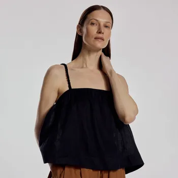 Dámské tričko Reserved - Lněný top - tmavomodrá - 547EI-59X - 547EI-59X-XL