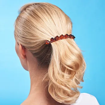 Hodinky 3Pagen Spona do vlasů Vlna hnědá 2,5 x 8 cm