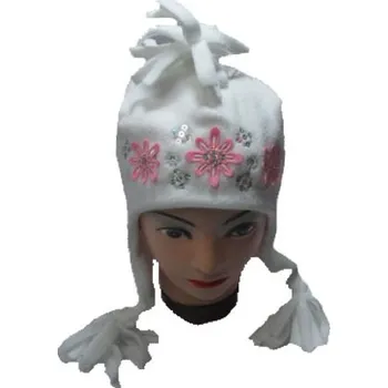 Čepice obvod 54-Dívčí zimní fleesová čepice - bílá barva