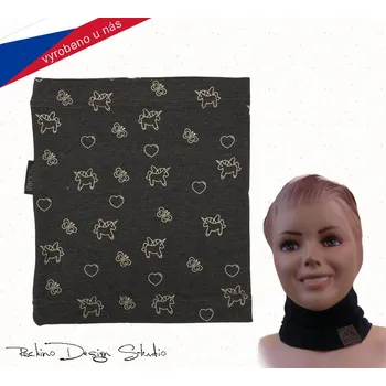 Čepice Rockino 6048 Dívčí bavlněný nákrčník (tunel) tm.šedý melír