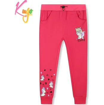 Dívčí kalhoty DÍVČÍ TEPLÁKY růžové Kugo TM7232