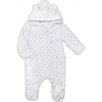 Kojenecká kombinéza Baby Nellys Kombinézka/overálek MINKY s kapucí a oušky - bílá, vel. 80, Velikost koj. oblečení 80 (9-12m)