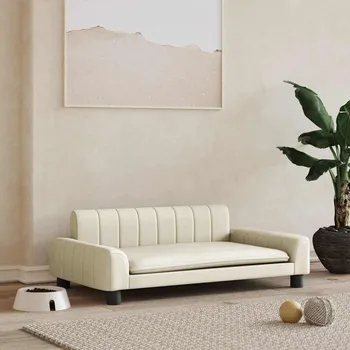 Pelíšek pro psa vidaXL Pelíšek pro psy 90 x 53 x 30 cm umělá kůže [171852] Barva: krémová