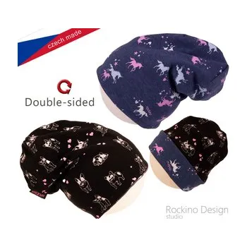 Čepice Dívčí podzimní/jarní čepice Rockino - černo-modrá barva