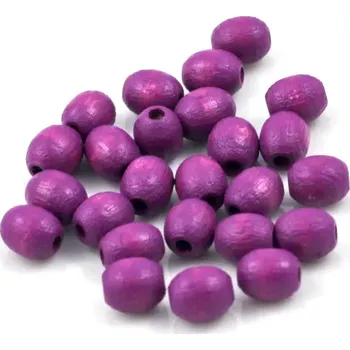 Korálek Dřevěné korálky fialové oválky – 25 ks