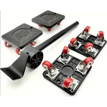 Přepravník Stěhovací plošiny na nábytek otočné SET (5ks) - 300kg červené