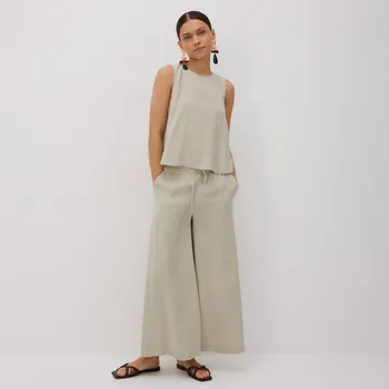 Reserved - Široké kalhoty z modalu - bledá zelená - 483GG-07X - 483GG-07X-XL