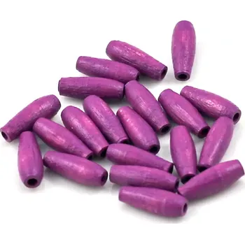 Korálek Dřevěné korálky podlouhlé fialové – 20 ks