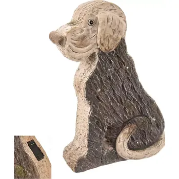 Zahradní dekorace Pes polyresin solární světlo 28x10x36 cm