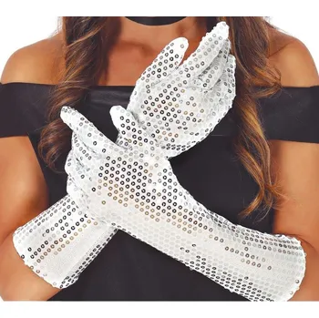Karnevalový kostým GuircaStříbrné flitrové rukavice 39 cm
