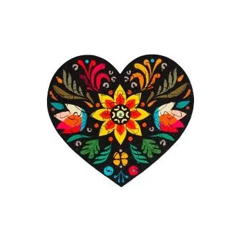 Mini – Dřevěné puzzle Folklórní Srdce černé s možností vrácení nebo výměny do 30 dnů zdarma - PU28