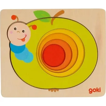 Puzzle Vrstvená skládačka Goki 57403 broučků v jablíčku