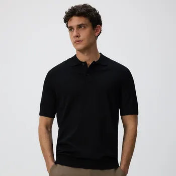 Pánský svetr Reserved - Svetr polo s viskózou - černý - 814BB-99X - 814BB-99X-L