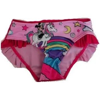 Dívčí plavky 116-Dívčí plavky - spodní díl - Minnie - růžová barva s tm.růžovými volánky
