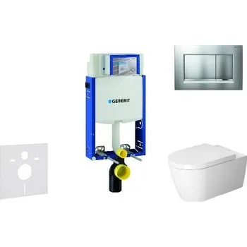 Geberit Kombifix - Modul pro závěsné WC s tlačítkem Sigma20, matný chrom/chrom + Duravit ME by Starck - WC a sedátko, Rimless, SoftClose 110.302.00.5 NM7