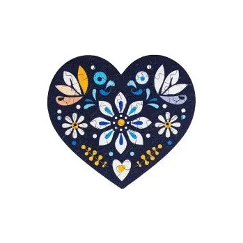 Mini – Dřevěné puzzle Folklórní Srdce modré s možností vrácení nebo výměny do 30 dnů zdarma - PU29