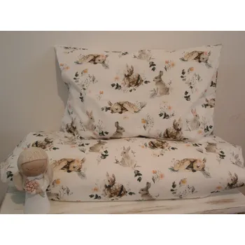 Povlečení Pro útulný domov Povlečení do postýlky Zajíčci a srnečci ROZMĚR: 40 x 60 + 90 x 130 cm