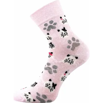 Dámské ponožky Dámské ponožky Voxx kočky - klasická výška - Xantipa - růžová barva