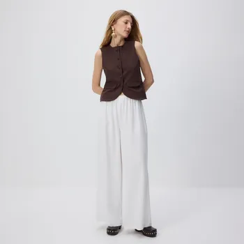 Dámské kalhoty Reserved - Volné kalhoty s viskózou - bílá - 696AC-00X - 696AC-00X-XXL