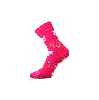 Dámské ponožky Dámské ponožky Voxx - klasická výška - Xantipa - kočky - magenta