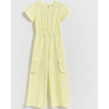 Dívčí šaty Reserved - Overal s cargo kapsami - světle žlutá - 900GT-10X - 900GT-10X-164