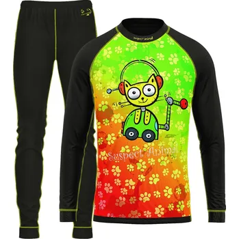 Set dětského termoprádla Set dětského funkčního prádla ROBOKOČKA černá Bamboo Ultra - Žlutá neon / 150